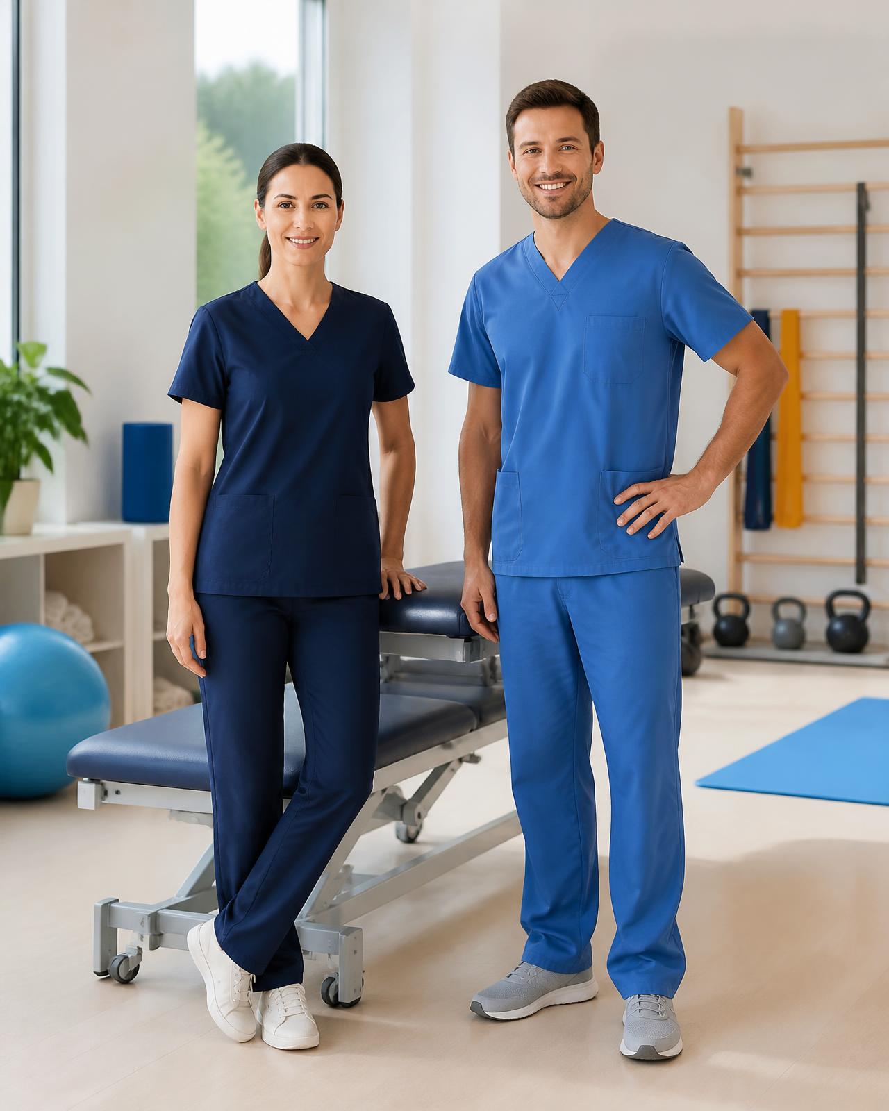 Modern rehabilitasyon kliniğinde iki fizyoterapist